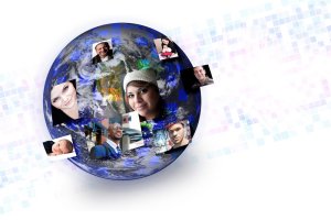 globe with people's faces
