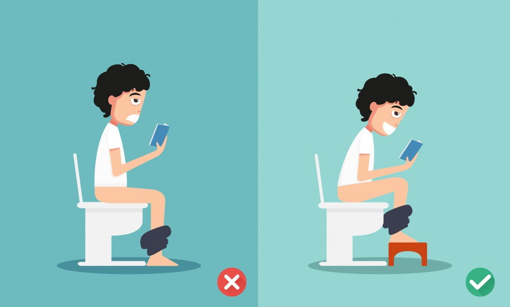 unhealthy vs healthy positions for defecate