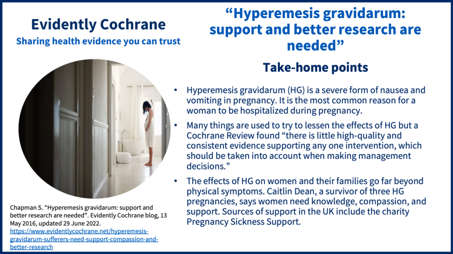 Hyperemesis gravidarum: support and better research are needed - Evidently  Cochrane