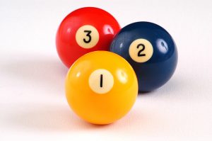 Isolated billiards balls numbered one two and three