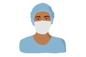female nurse wearing a mask
